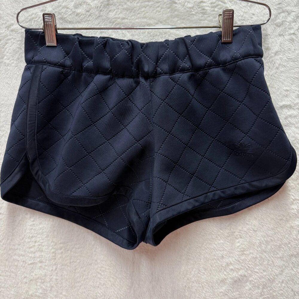 Adidas Quilted Running Athletic Shorts Women Small Navy Blue Mid Rise Activewear